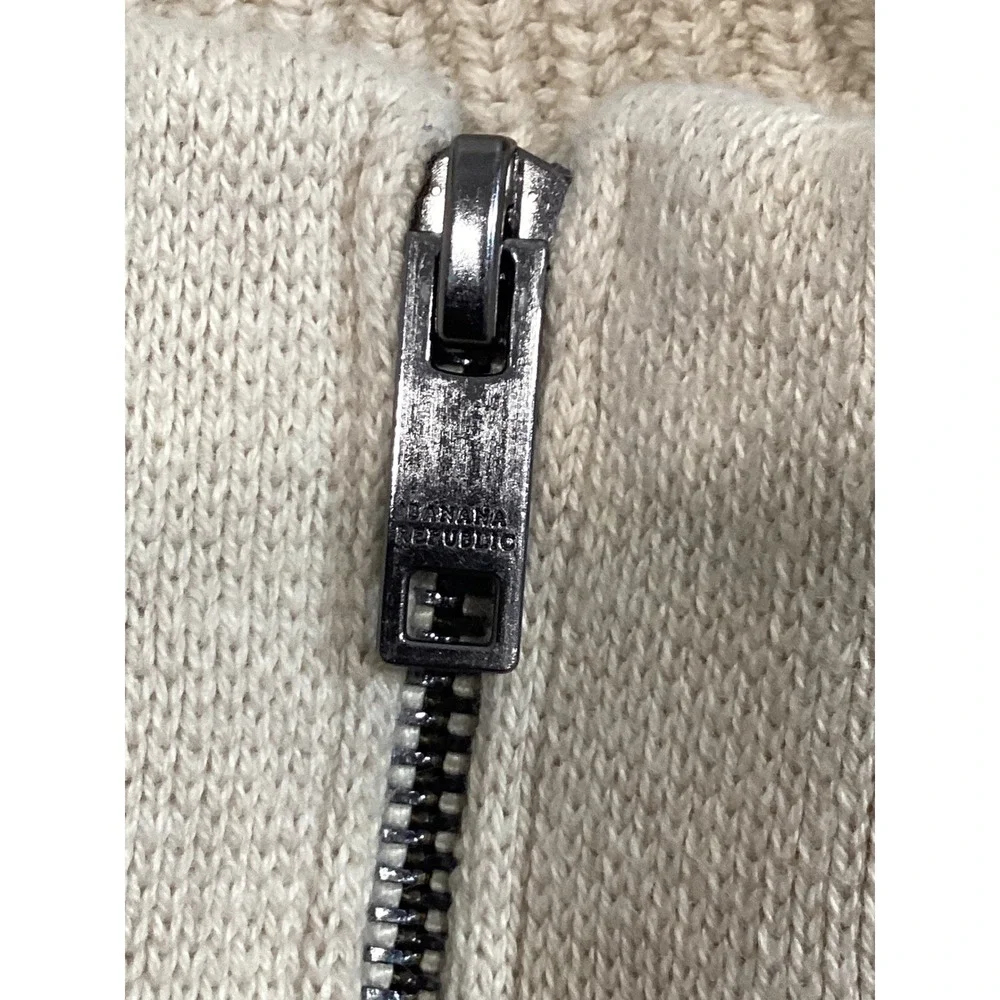 Banana Republic Mens XL Full‎ Zip Heavy Ribbed Cardigan Sweater Elbow Patches
